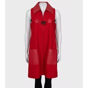 NWOT Fendi Red Virgin Wool & Leather Vest - IT42/M